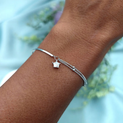 Pulsera Semi Rígida y Cadena Doble con Circoncito