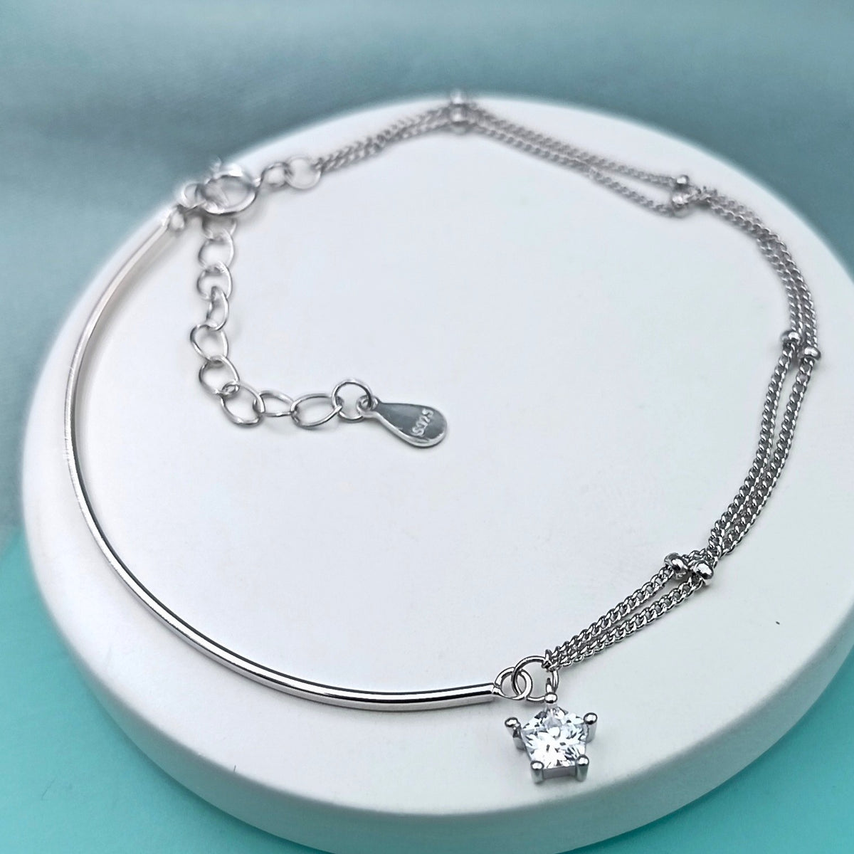 Pulsera Semi Rígida y Cadena Doble con Circoncito