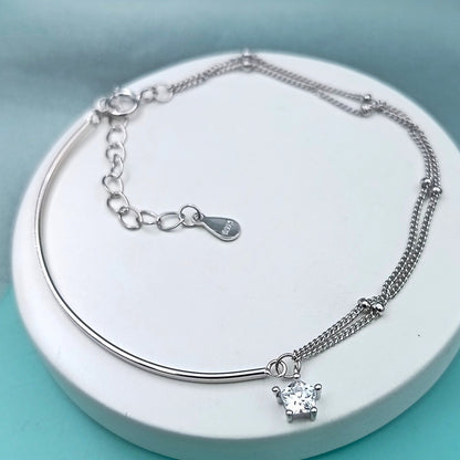 Pulsera Semi Rígida y Cadena Doble con Circoncito