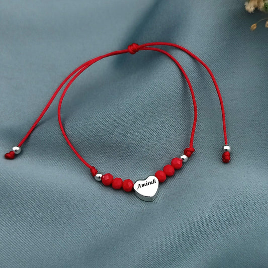 Pulsera de hilo chaquiras y Corazón 3D