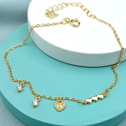 Pulsera Corazones Dorada