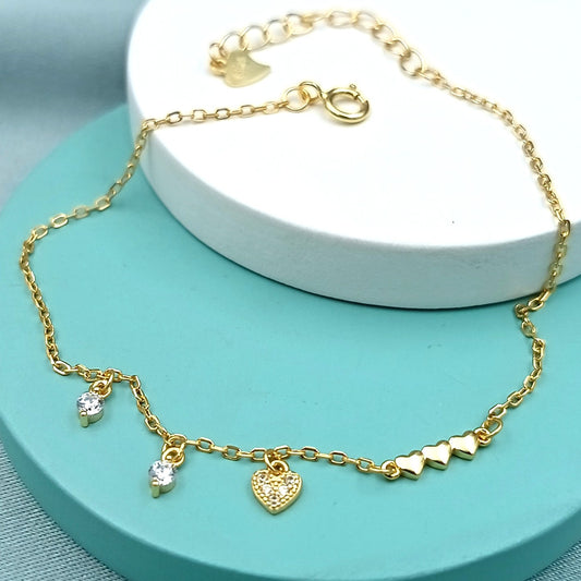 Pulsera Corazones Dorada