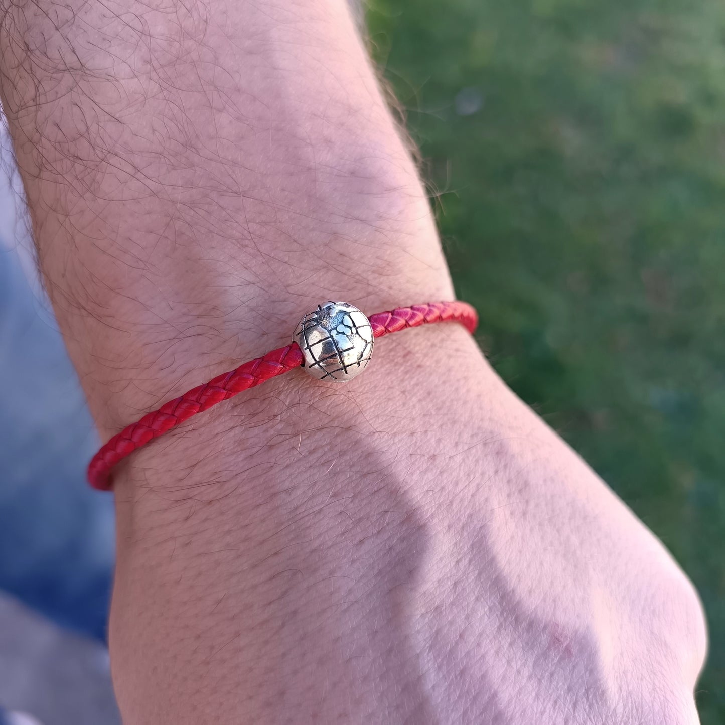 Pulsera Plata Cuero Mundo