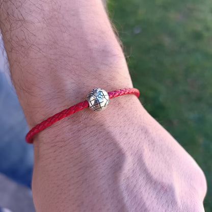 Pulsera Plata Cuero Mundo