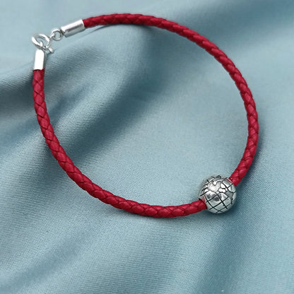 Pulsera Plata Cuero Mundo