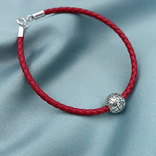 Pulsera Plata Cuero Mundo