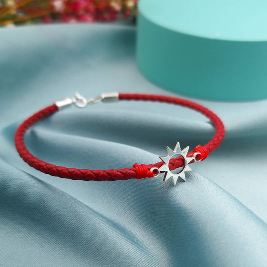 Pulsera cuero rojo con Sol