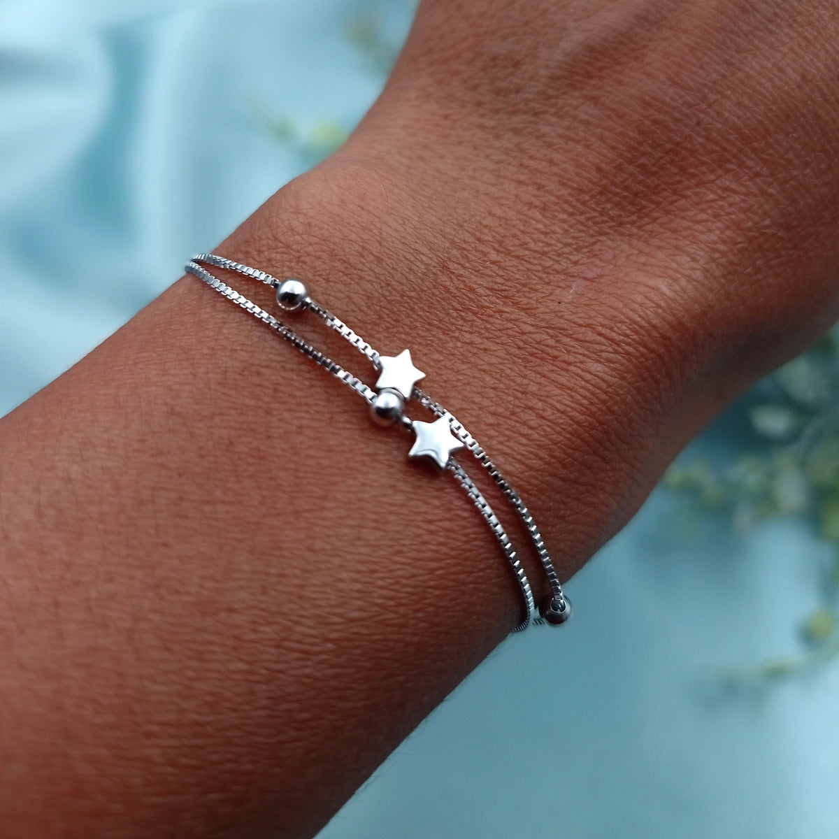 Pulsera doble Estrellas 3D y Abalorios