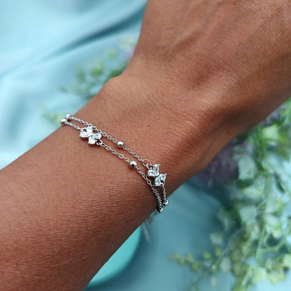 Pulsera Doble Mariposas y Abalorios