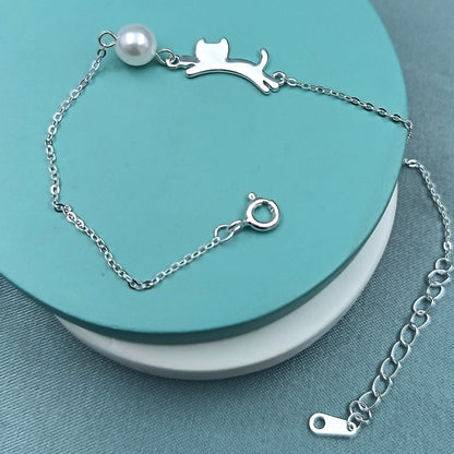 Pulsera Gato y Ovillo de Perla