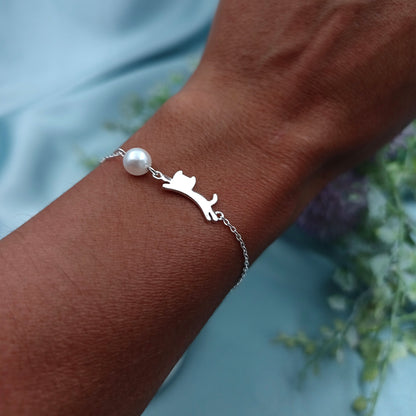 Pulsera Gato y Ovillo de Perla