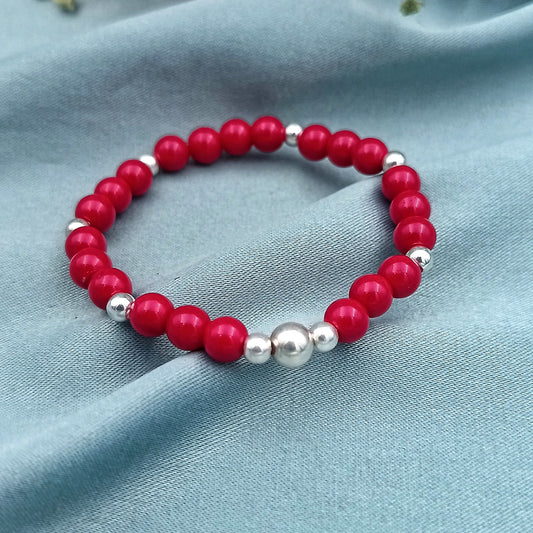 Pulsera Jade Rojo Plata Protección