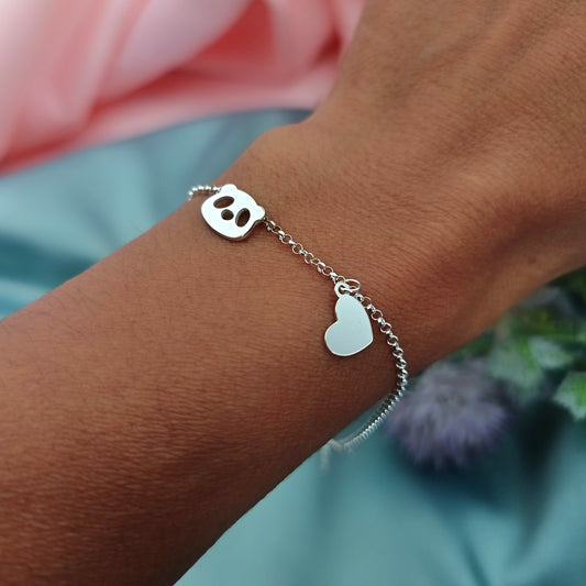 Pulsera Oso Panda y corazón