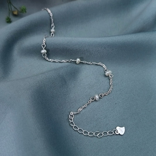 Pulsera Cuentas Plata y Perlas