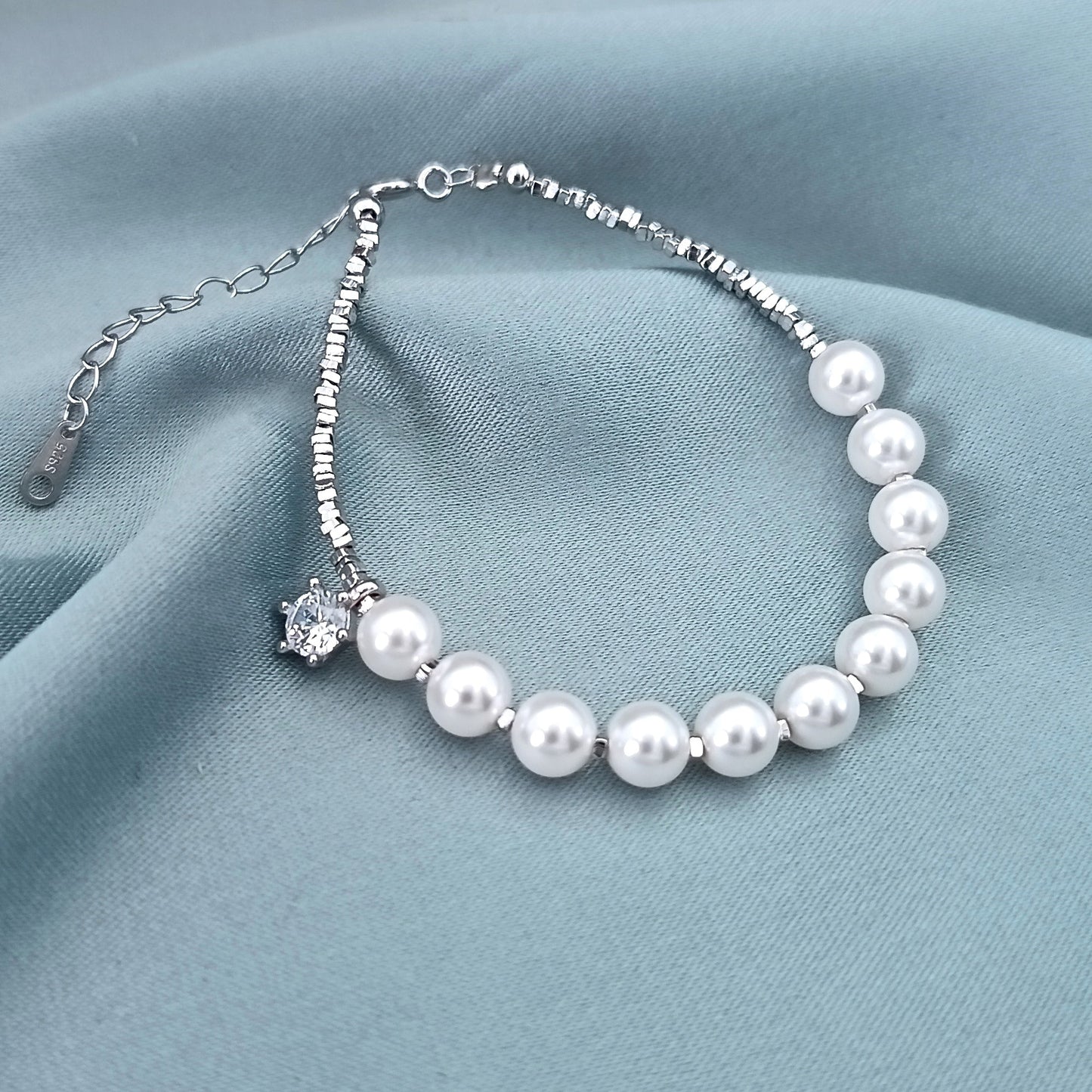 Pulsera Plata y Perlas