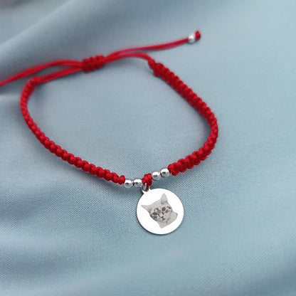 Pulsera macramé dije fotograbado