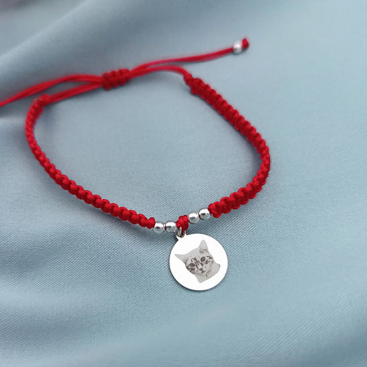Pulsera macramé dije fotograbado