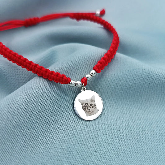 Pulsera macramé dije fotograbado