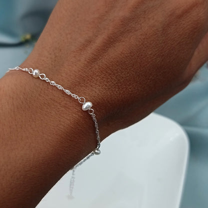 Pulsera Cuentas Plata y Perlas