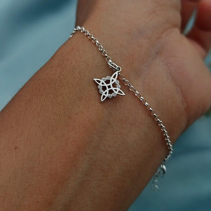 Pulsera Triple Protección Tetragamatrón, Nudo de Bruja y  San Benito