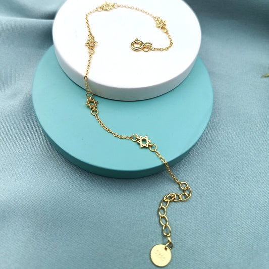 Pulsera Estrellas de David Dorada